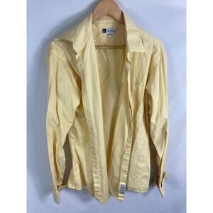 Bachrach Mens Yellow Button Down Long Sleeve Shirt Size 16.5 36/37